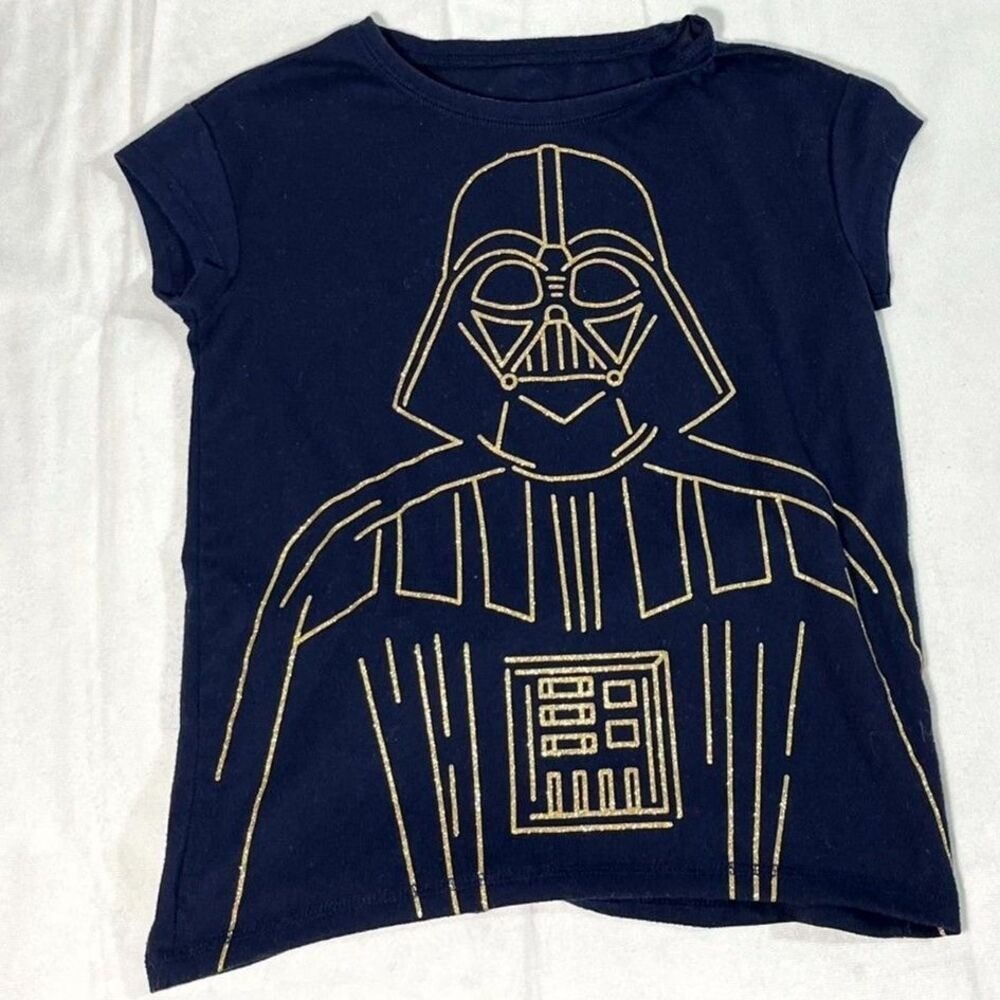Gap Kids Star Wars Darth Vader Sleep Shirt Size 8 Navy Blue Gold Metallic Top